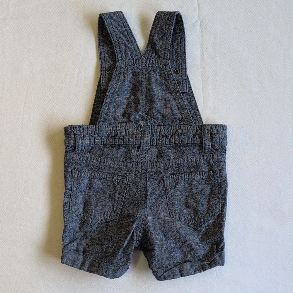 joe fresh chambray style denim overalls shorts cotton unisex 6-12 months baby - Picture 7 of 7